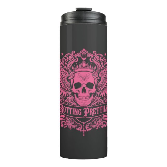 Termo Rotting Prettily — Pink Skull Crown Wings Gothic (Anverso)