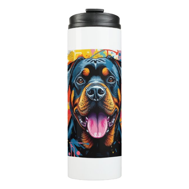 Termo Rottweiler Colorido Arte Pop � Estilo de Salpicadu (Anverso)