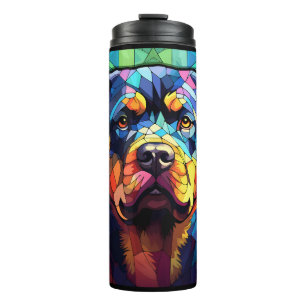 Termo Rottweiler de Vidrio Teñido