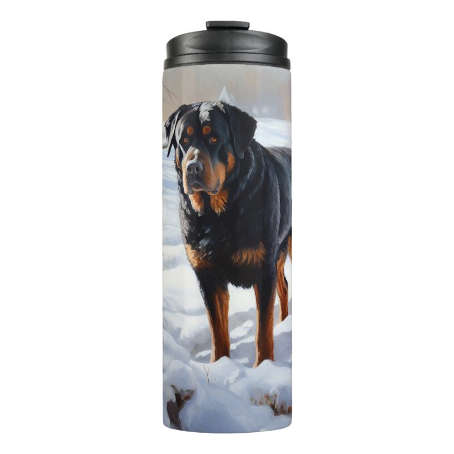 Termo Rottweiler Deja que nieve Navidad (Anverso)