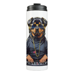 Termo rottweiler Dog Dj con tortugas y audífonos