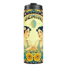 Rótulo de horoscopio vintage Gemini Twins Celestia