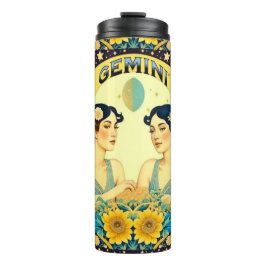 Termo Rótulo de horoscopio vintage Gemini Twins Celestia