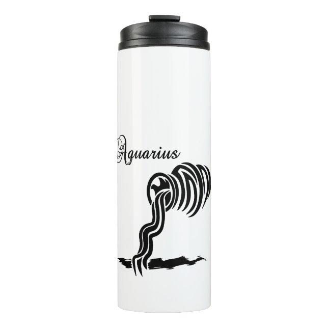 Termo Rótulo y símbolo acuario zodiaco (Anverso)