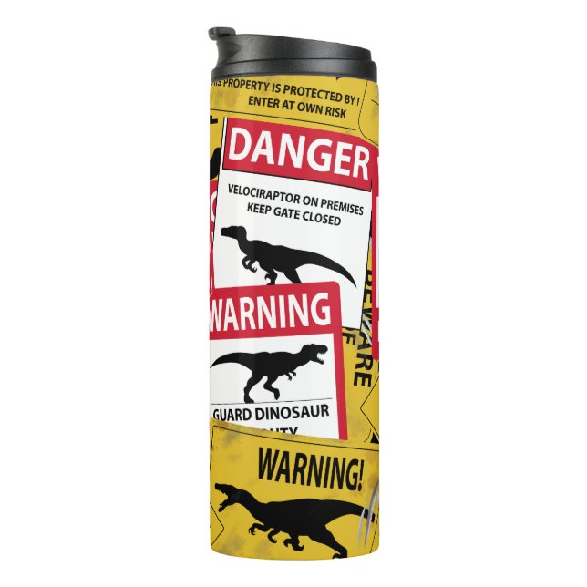 Termo Rótulos de precaución de dinosaurios (Rotado hacia la derecha)