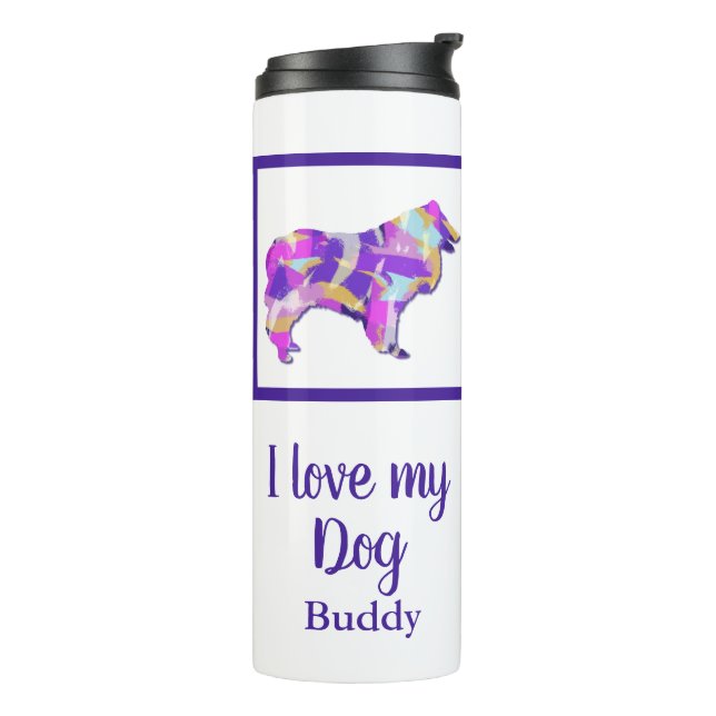 Termo Rough Collie Cute Dog Silhouette PurplePY&B (Rotado hacia la izquierda)
