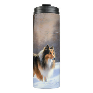 Termo Rough Collie Deja que nieve Navidad