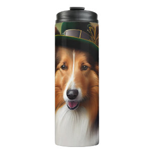 Termo Rough Collie Dog in St. Patrick's Day Vress