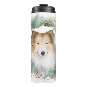 Termo Rough Collie Navidades Wreath Festive Pup