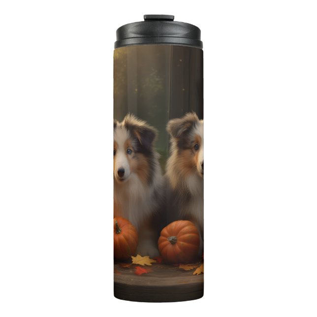Termo Rough Collie Puppy Calabaza deslumbrante otoño (Anverso)