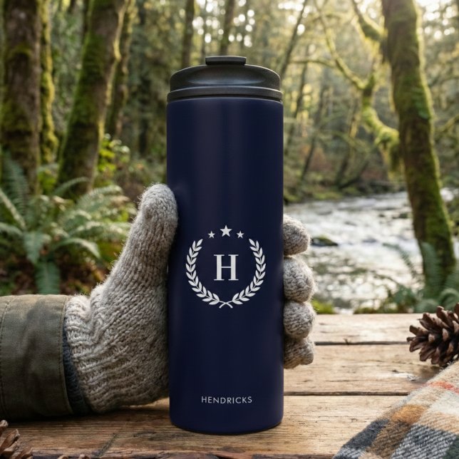 Termo Royal Blue Monogram Stylish Modern Minimalist (Subido por el creador)