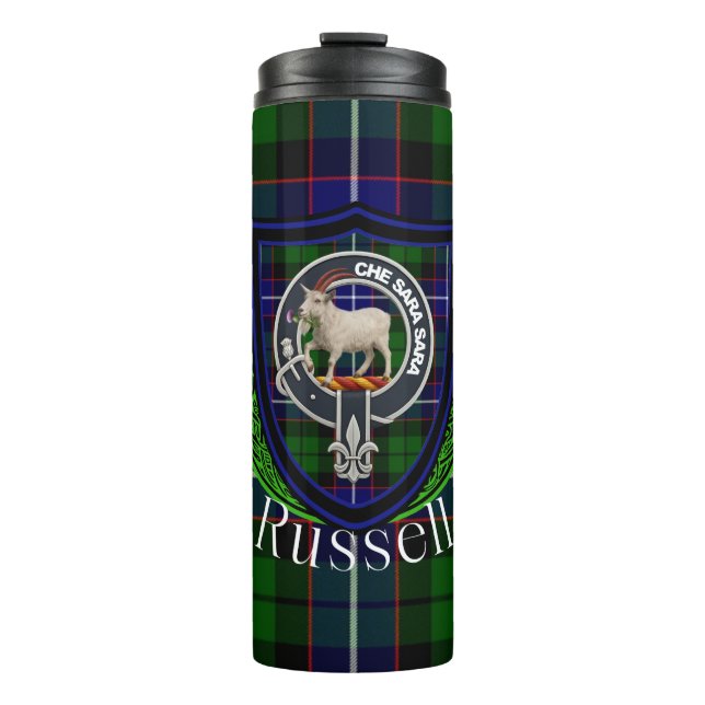 Termo Russell Scottish Clan Tartan & Crest (Anverso)