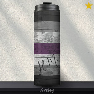 Termo Rústica bandera del orgullo asexual nombre grano d