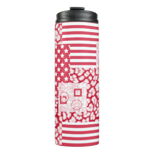 Termo Rústico de mosaico rojo y blanco