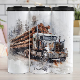 Termo Rusty Log Truck Snowy Scene