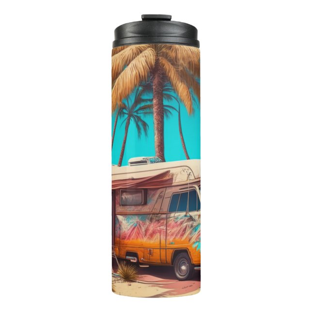 Termo RV Retro y Palmeras (Anverso)