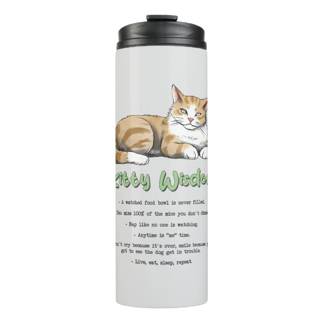 Termo Sabiduría Kitty - Gato gracioso que gobierna con u (Anverso)