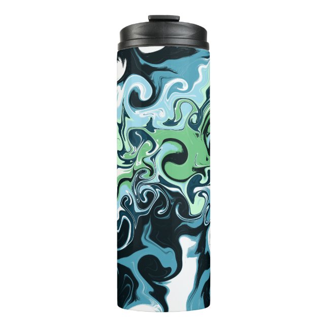Termo Sage Green y Dark Blue Swirls Resumen (Anverso)