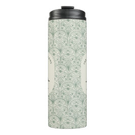 Termo Sage Verde Personalizado Monograma Art Déco Elegan