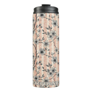 Termo Sakura con flores de cerezo elegante - rosa y blan