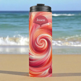 Termo Salmon Pink Modern Abstract Swirling