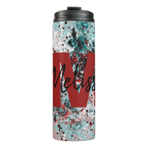 Termo Salpicaduras personalizadas rojas y azul verdoso T