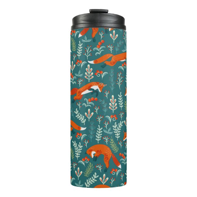 Termo Salto de zorros rojos con ornamentos sin soldadura (Anverso)