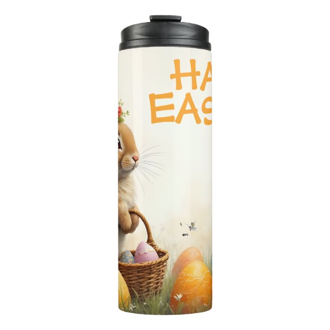 Termo Saludos de primavera del conejo de Pascua (Anverso)