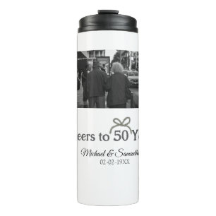 Termo Saludos dorados a boda de 50 años