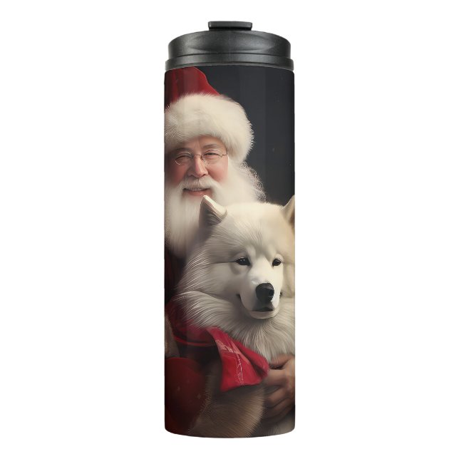 Termo Samoyed Con Santa Claus Festivo Navidad (Anverso)