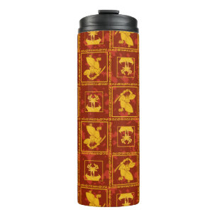 Termo Samurai Jack y Aku Golden Silhouette Tile Pattern