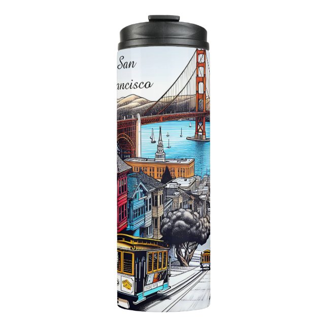Termo San Francisco, California Comic Book Style Art (Anverso)
