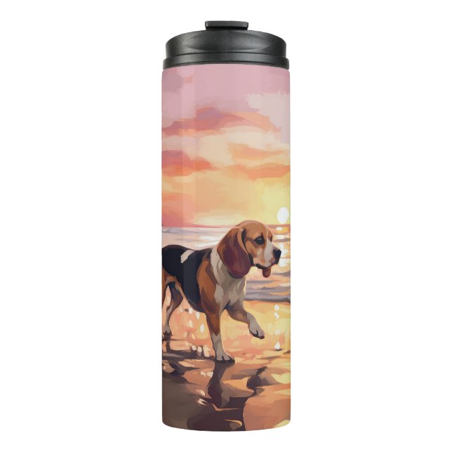 Termo Sandy Paws Beagle Dog en Beach Sunset (Anverso)