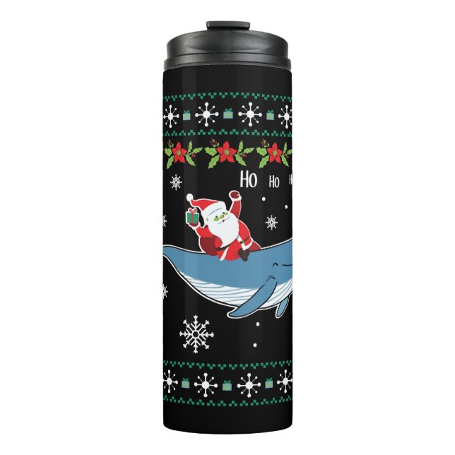 Termo Santa Claus con navidad montando ballena (Anverso)