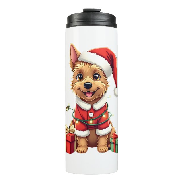 Termo Santa de iluminación divertida de Navidad Border T (Anverso)