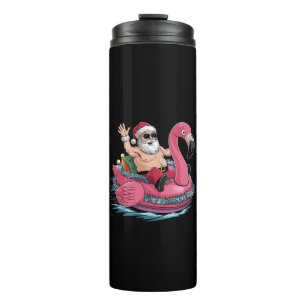Termo Santa Flamingo Flotador Navidad En Julio Verano