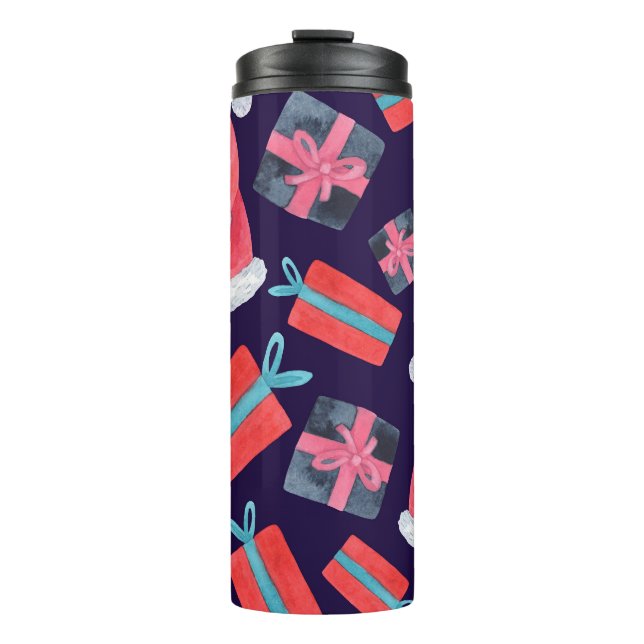 Termo Santa sonriente, Navidades de acuarela sin inconve (Anverso)