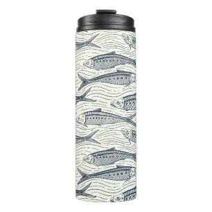 Termo Sardinas en movimiento en azul marino y marfil