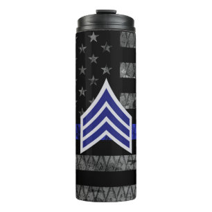 Termo Sargento Stripes Bandera de la Línea Azul delgada
