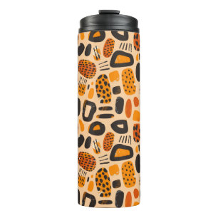 Termo "Savanna Pop: Vibes tribales en Naranja y negro"