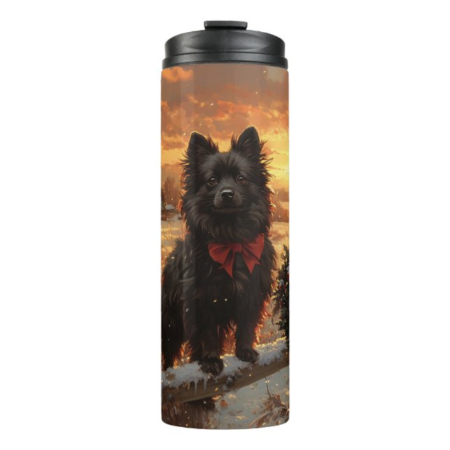 Termo Schipperke Dog Rustic Winter Sunset (Anverso)