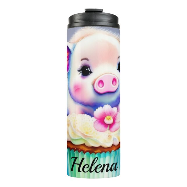 Termo Schwein mit cupcake Wasserfarbenbild (Anverso)