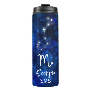 Termo Scorpio Constelación Zodiaca Galaxia Azul Monogram