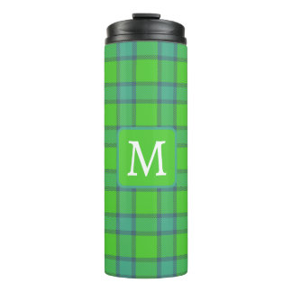 Termo  Scottish green &blue Plaid tartan monogram