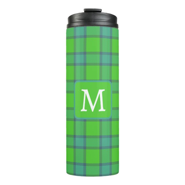 Termo  Scottish green &blue Plaid tartan monogram (Anverso)