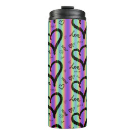 Termo Scribble Love Xoxo Heart Stripe Thermal Tumbler