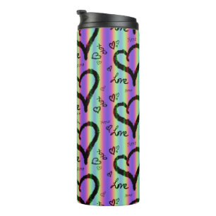Termo Scribble Love Xoxo Heart Stripe Thermal Tumbler