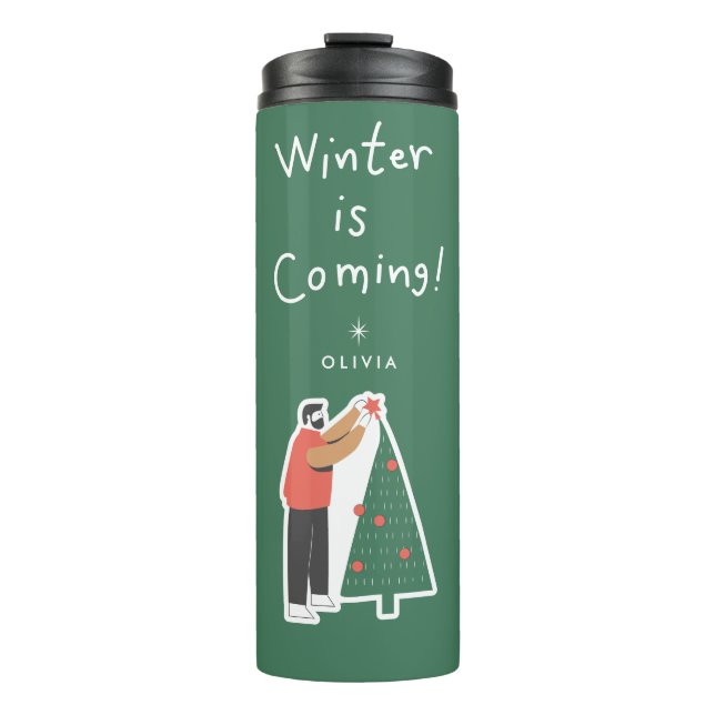 Termo Se acerca el invierno | Mug de viaje de vacaciones (Anverso)
