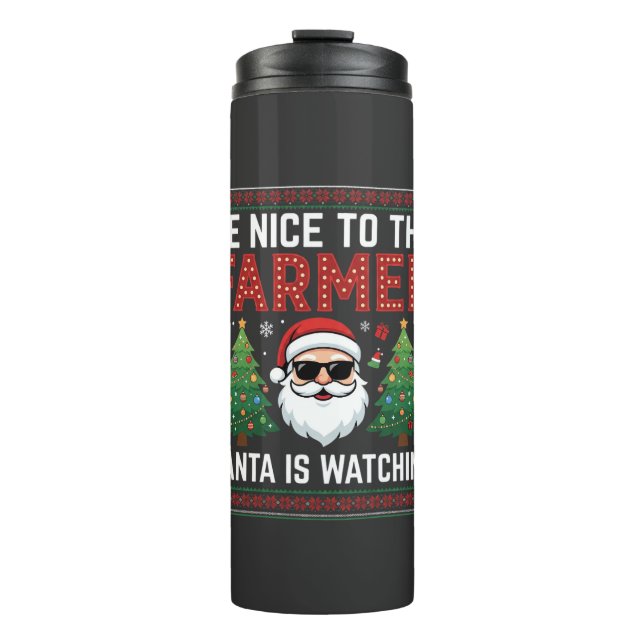 Termo Sé Amable Con El Granjero Santa Navidad (Anverso)