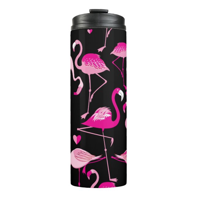 Termo Seamless pattern from pink flamingos on a dark bac (Anverso)